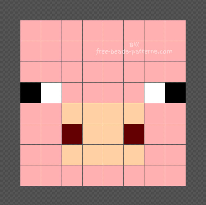 Pig Minecraft Perler Beads design 8x8