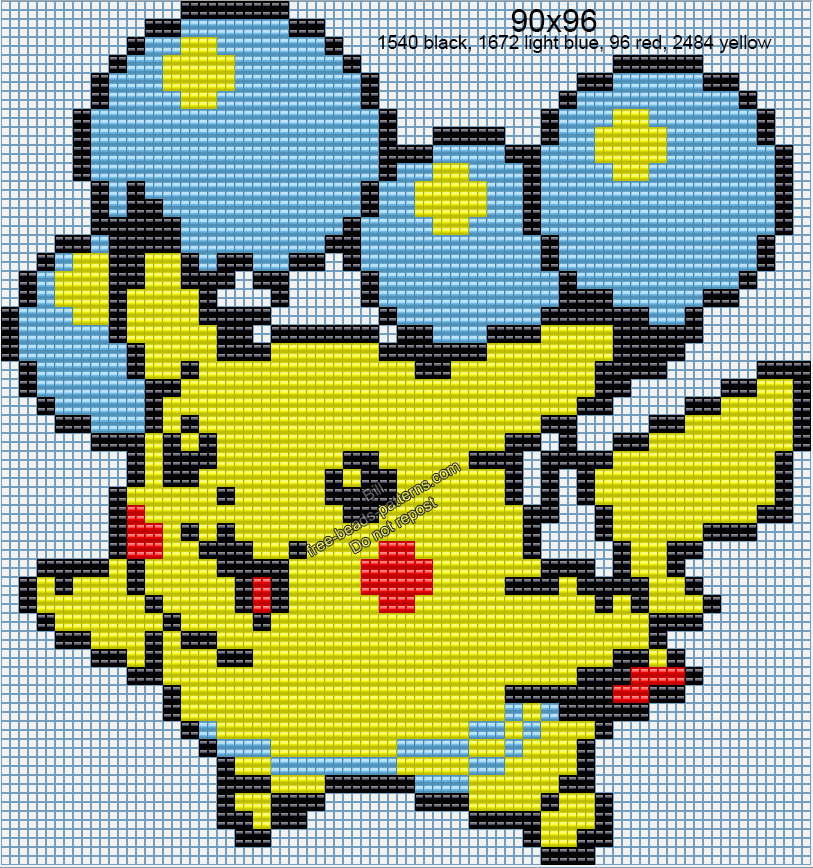 Pikachu Balloons free big size Perler Hama Beads Artkal pattern 90x96