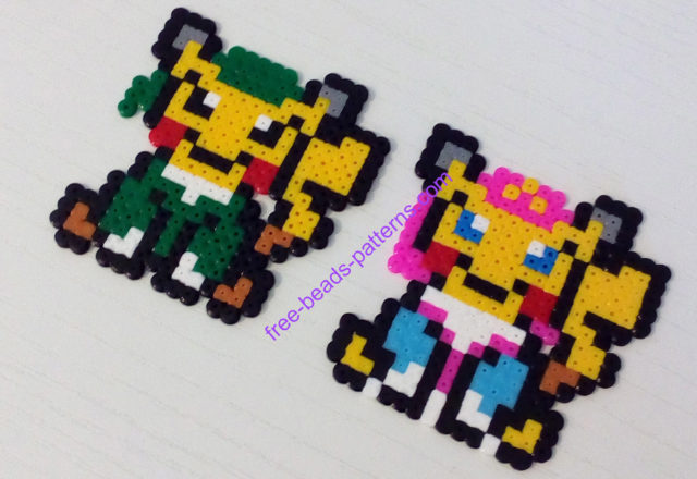 Pikachu Link Princess Zelda mashup Hama Beads Perler Artkal work photos (4)