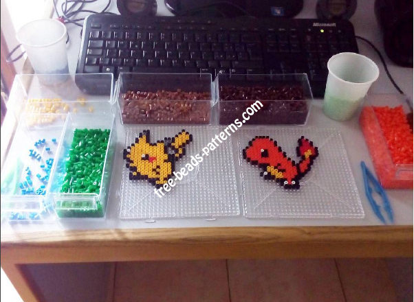 Pikachu and Charmander artkal beads work photo