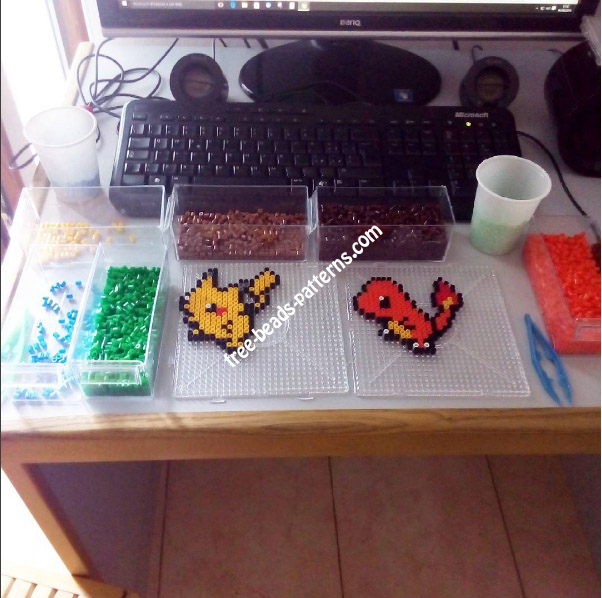 Pikachu and Charmander artkal beads work photo