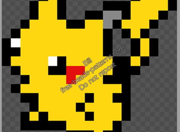 Pikachu free Pokemon perler beads iron beads pattern 19 x 20