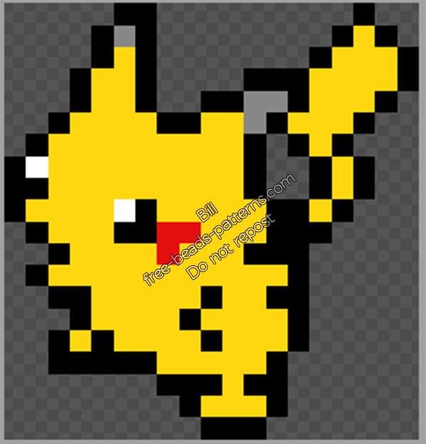 Pikachu free Pokemon perler beads iron beads pattern 19 x 20