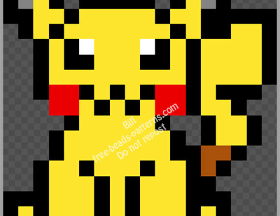 Pikachu free hama beads perler beads pyssla pattern 17 x 19