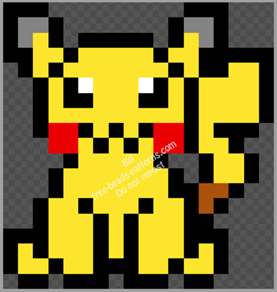 Pikachu free hama beads perler beads pyssla pattern 17 x 19