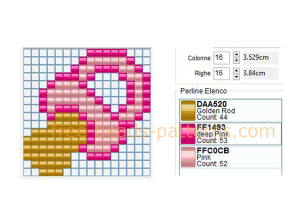Pink baby pacifier free perler beads pattern Hama Beads 16 x 16 beads keychain idea