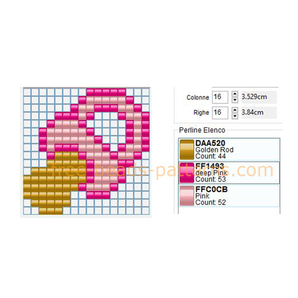Pink baby pacifier free perler beads pattern Hama Beads 16 x 16 beads keychain idea