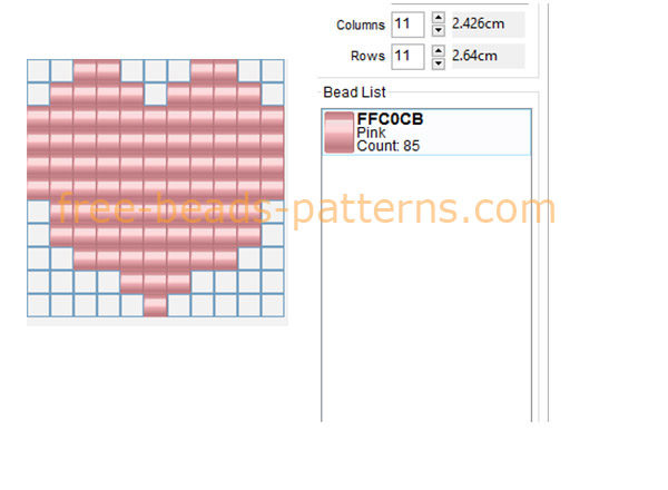 Pink heart small size 11 x 11 free perler beads pattern custome jewelry creative hobby ideas