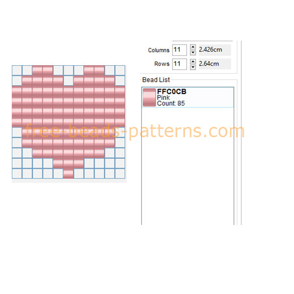 Pink heart small size 11 x 11 free perler beads pattern custome jewelry creative hobby ideas