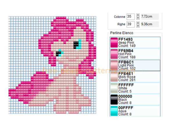 Pinkie Pie My Little Pony character free Hama Beads seed beads pattern download