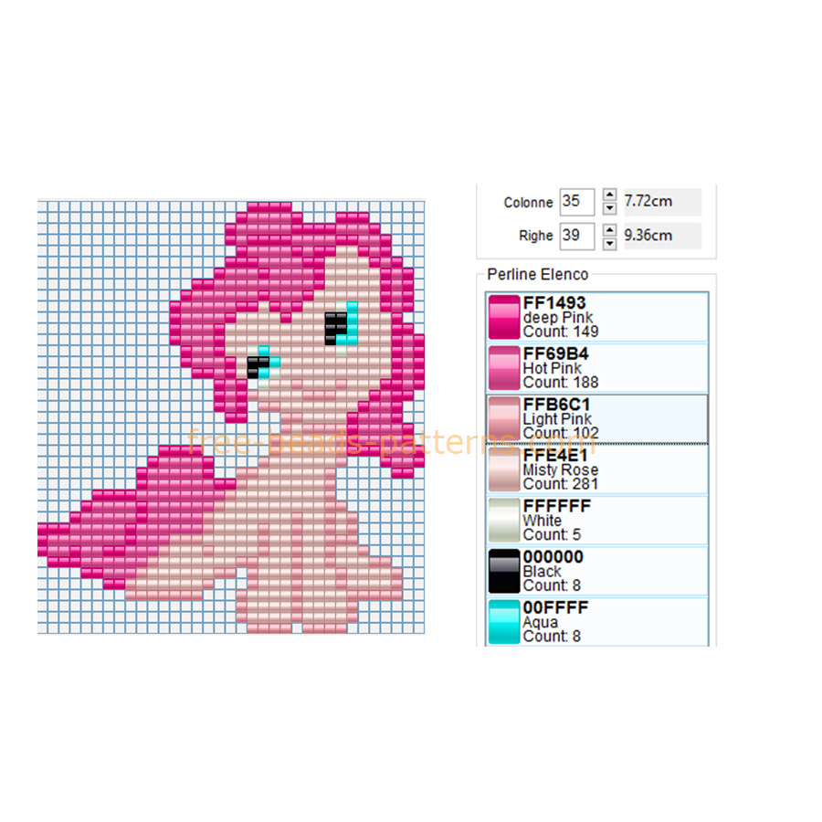 Pinkie Pie My Little Pony character free Hama Beads seed beads pattern download