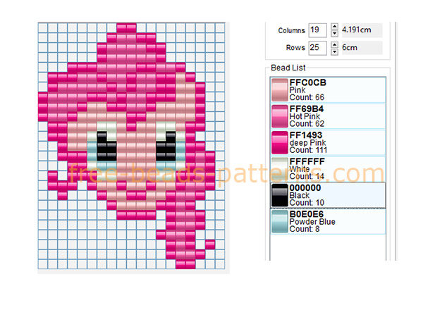 Pinkie Pie My Little Pony character head free perler beads pattern