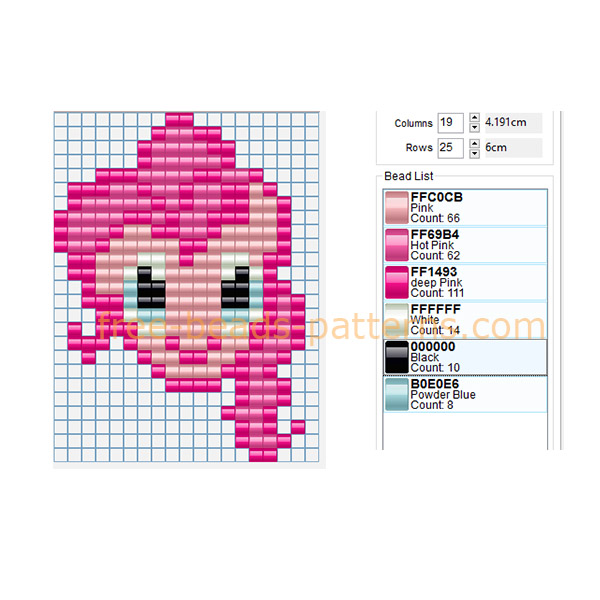 Pinkie Pie My Little Pony character head free perler beads pattern