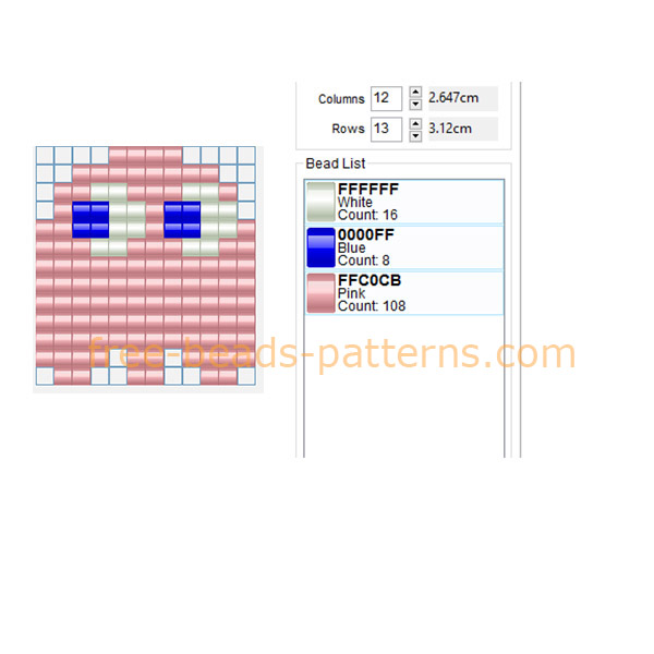 Pinky Pacman pink enemy ghost free fuse beads Hama Beads pattern