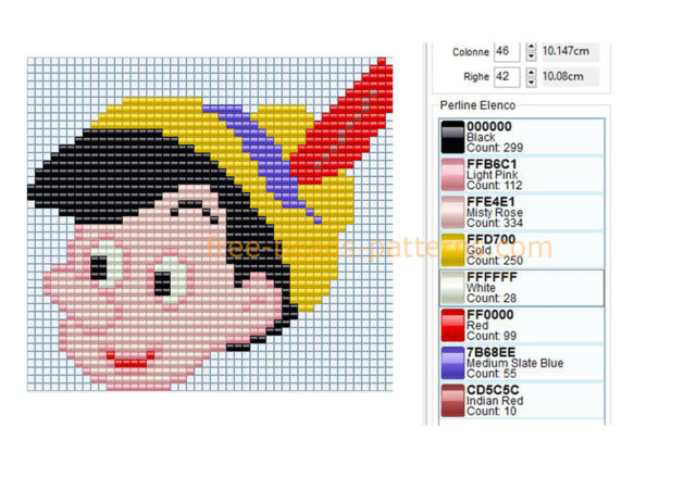 Pinocchio children’ s novel character face free perler beads fuse beads pattern download 1
