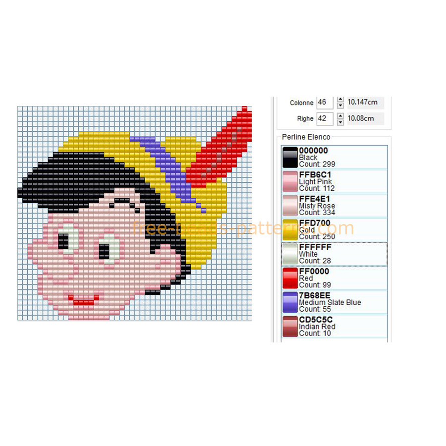 Pinocchio children’ s novel character face free perler beads fuse beads pattern download 1