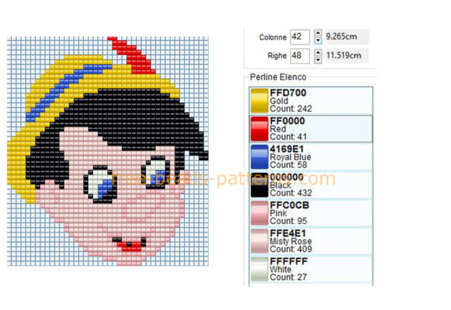 Pinocchio children’ s novel character face free perler beads fuse beads pattern download 2