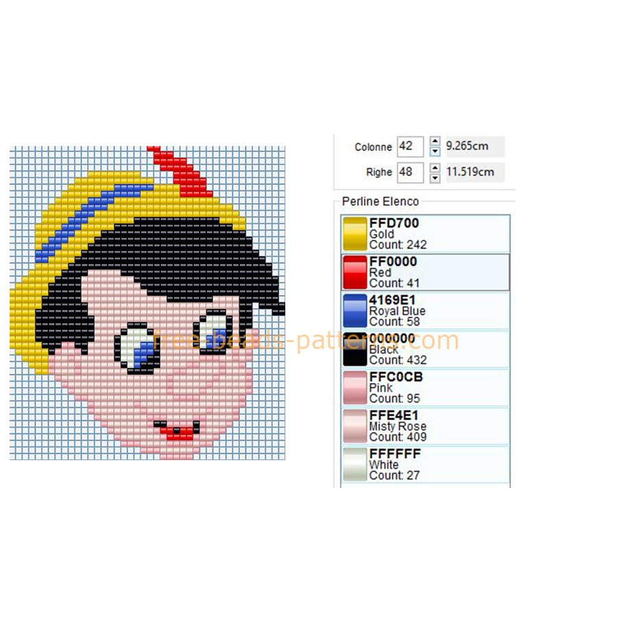 Pinocchio children’ s novel character face free perler beads fuse beads pattern download 2