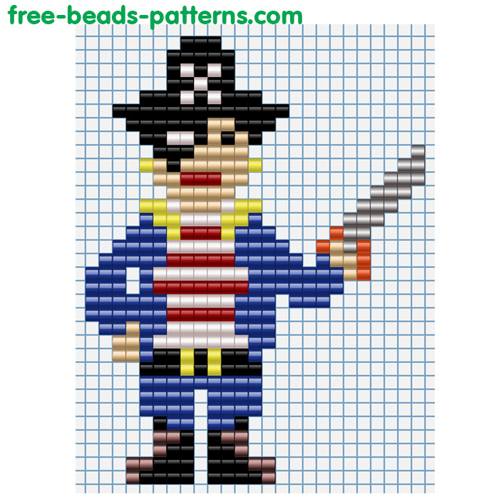 Pirate boy free iron beads pattern for children