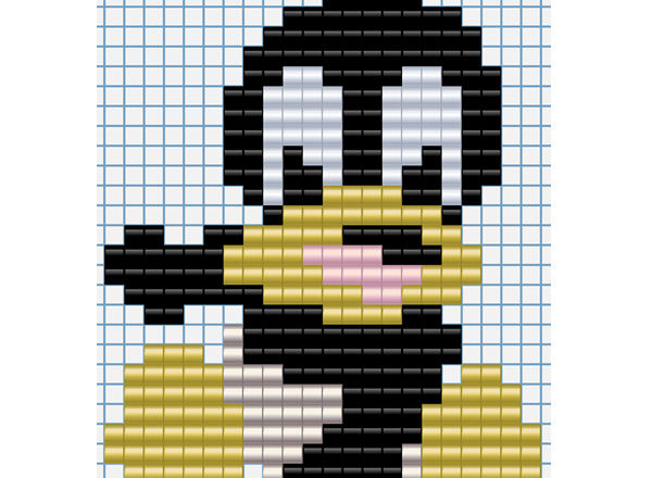 Pixel art perler beads design for children Baby Daffy Duck from Looney Tunes