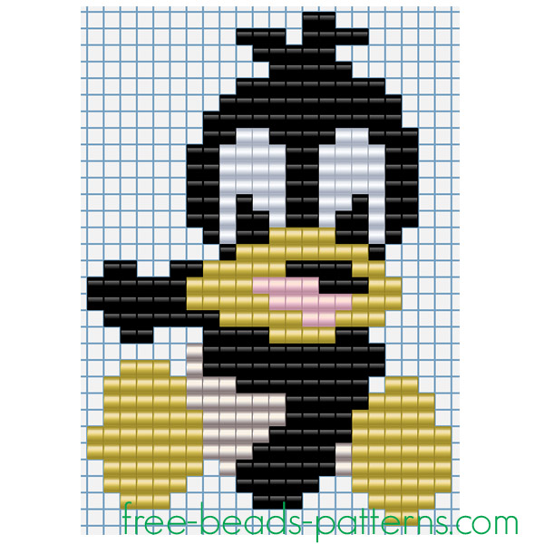 Pixel art perler beads design for children Baby Daffy Duck from Looney Tunes