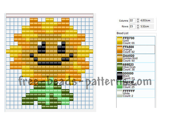 Plants vs Zombies sunflower Shokky Bandz Beads Fusion perler beads free pattern download