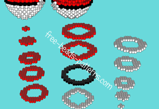 Pokeball 3d perler beads Hama Beads Playbox Pyssla pattern