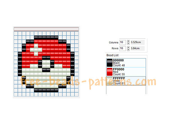 Pokeball pony beads free pattern download size 14 x 14