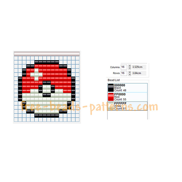 Pokeball pony beads free pattern download size 14 x 14