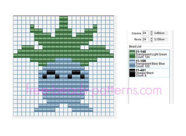 Pokemon 043 Oddish free pixel art pony beads Hama Beads pattern