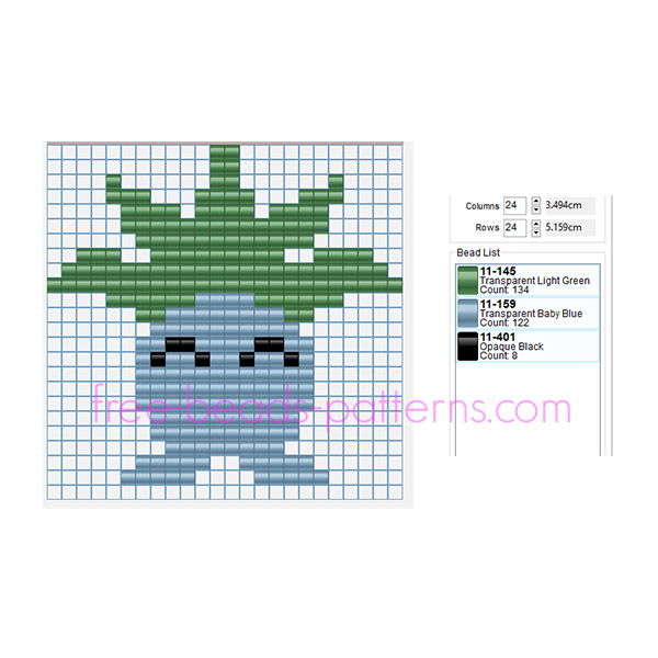 Pokemon 043 Oddish free pixel art pony beads Hama Beads pattern