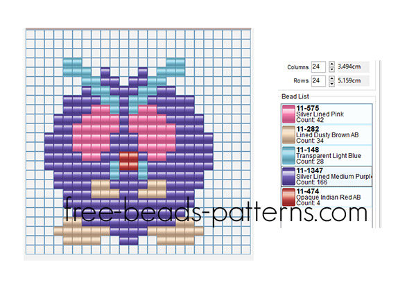 Pokemon 048 Venonat free perler beads fusion beads pattern design for children