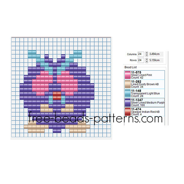 Pokemon 048 Venonat free perler beads fusion beads pattern design for children