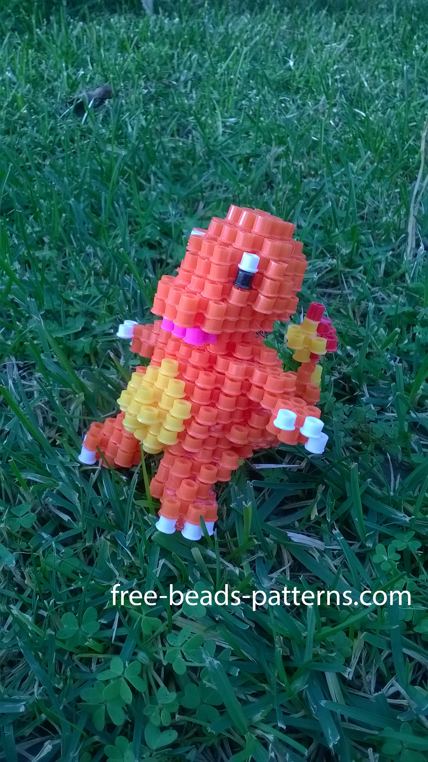 Pokemon Charmander 3D Perler Beads Hama Beads on the grass (1)