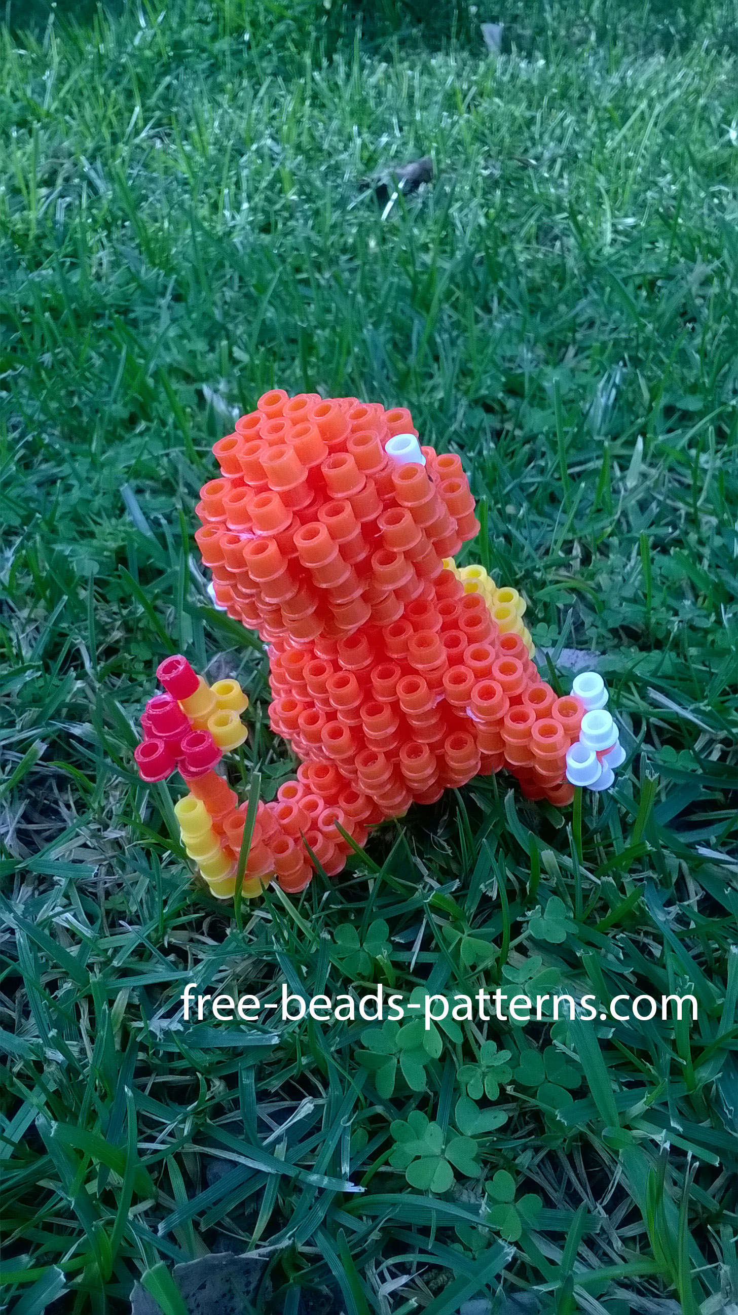 Pokemon Charmander 3D Perler Beads Hama Beads on the grass (2)