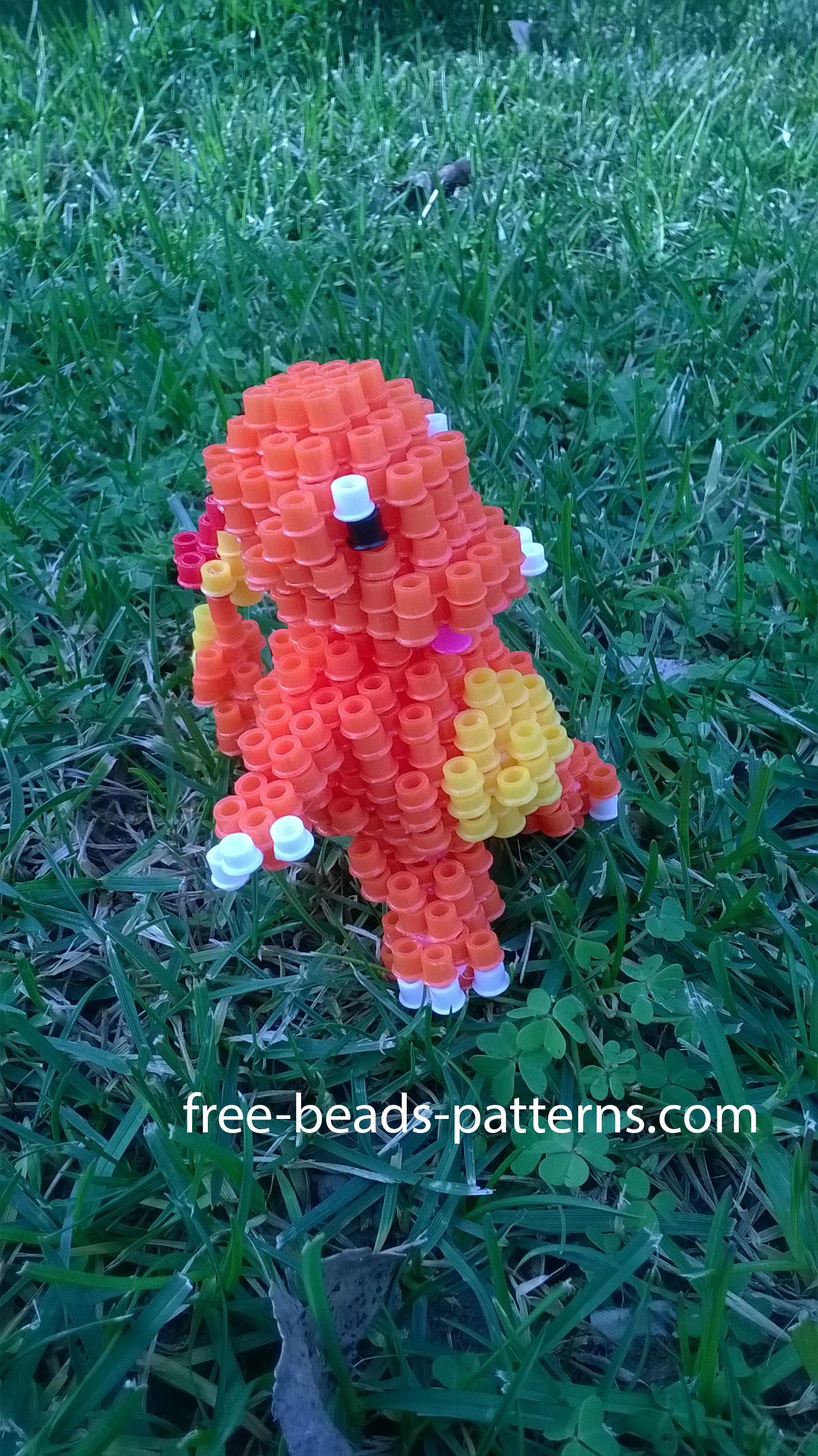 Pokemon Charmander 3D Perler Beads Hama Beads on the grass (3)