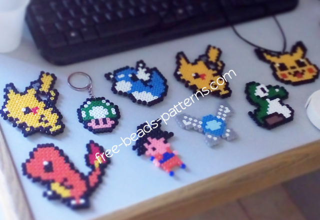 Pokemon Dragonball and Nintendo perler beads work photos