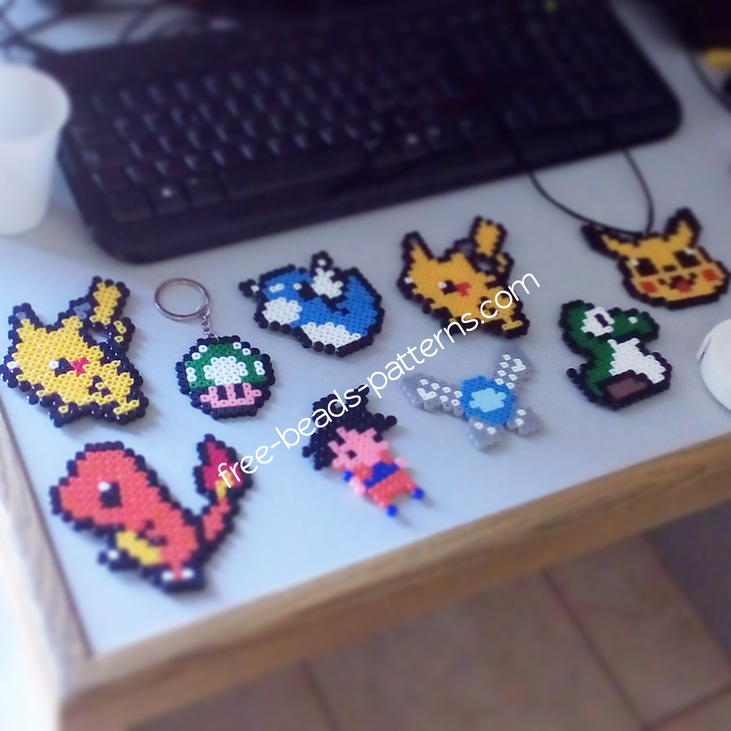 Pokemon Dragonball and Nintendo perler beads work photos