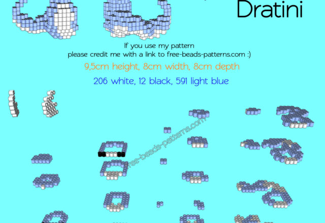 Pokemon Dratini 3D perler beads hama beads pyssla pattern tutorial