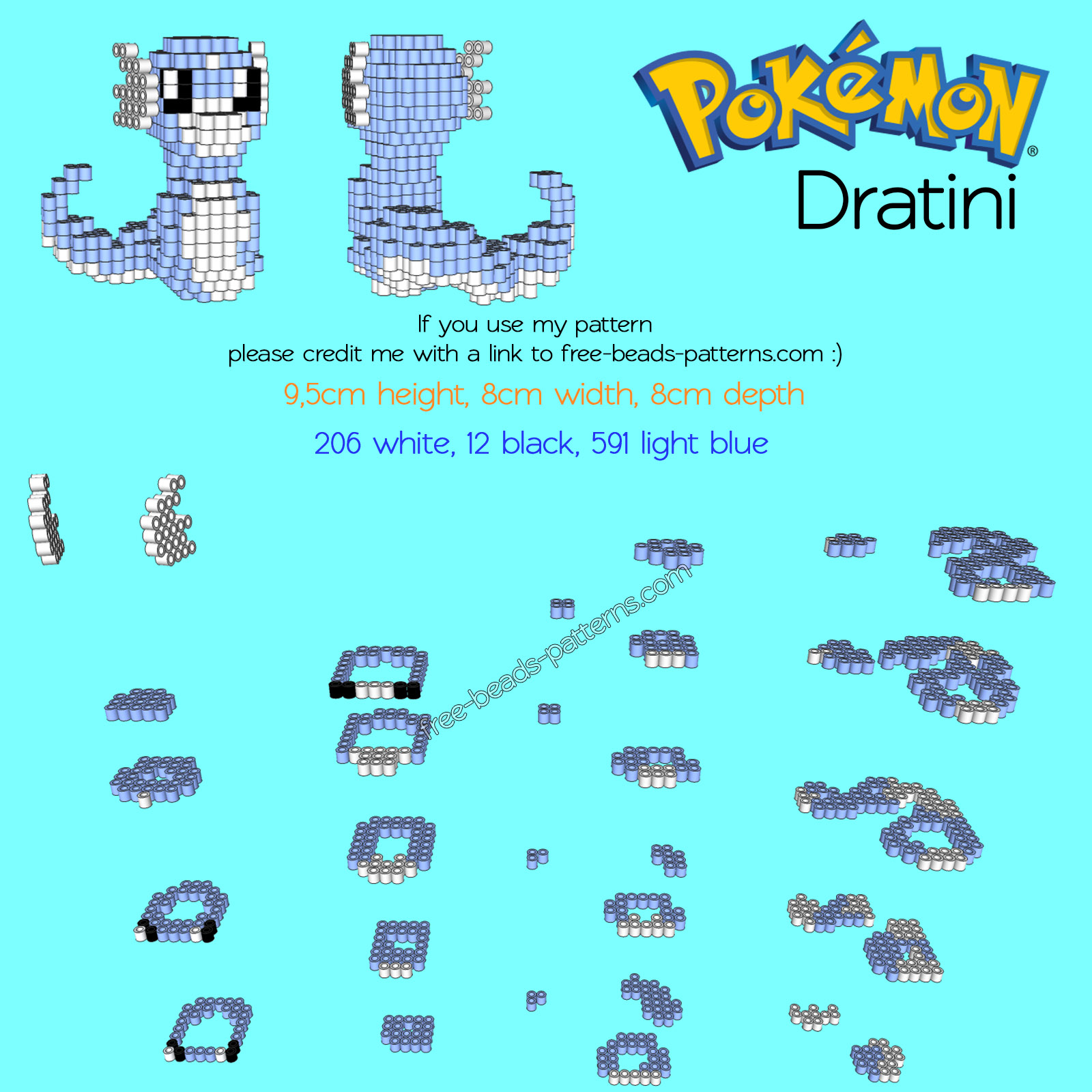 Pokemon Dratini Hama Beads