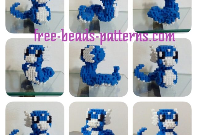 Pokemon Dratini 3D perler beads hama beads pyssla work photos (10)