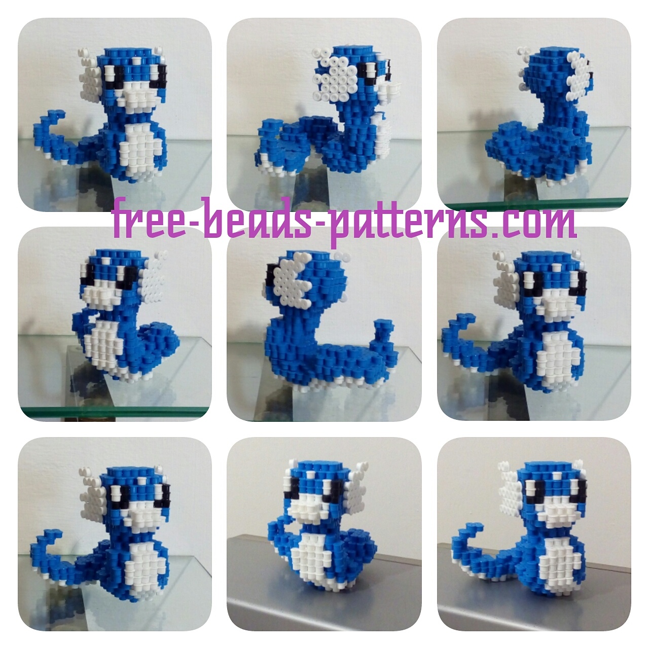 Pokemon Dratini 3D perler beads hama beads pyssla work photos (10)