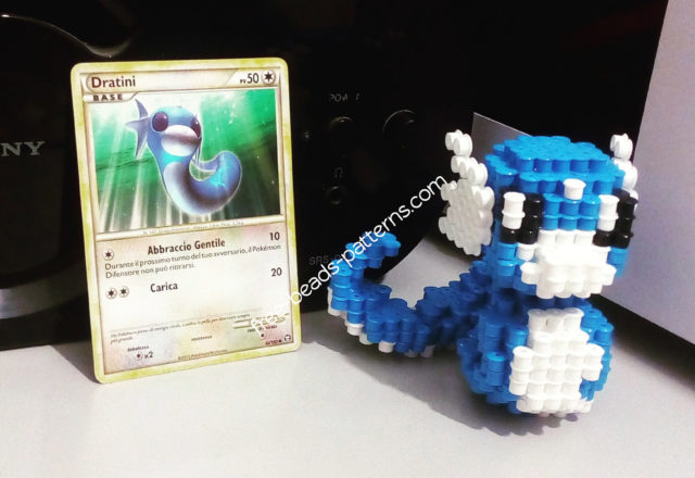 Pokemon Dratini 3D perler beads hama beads pyssla work photos (11)