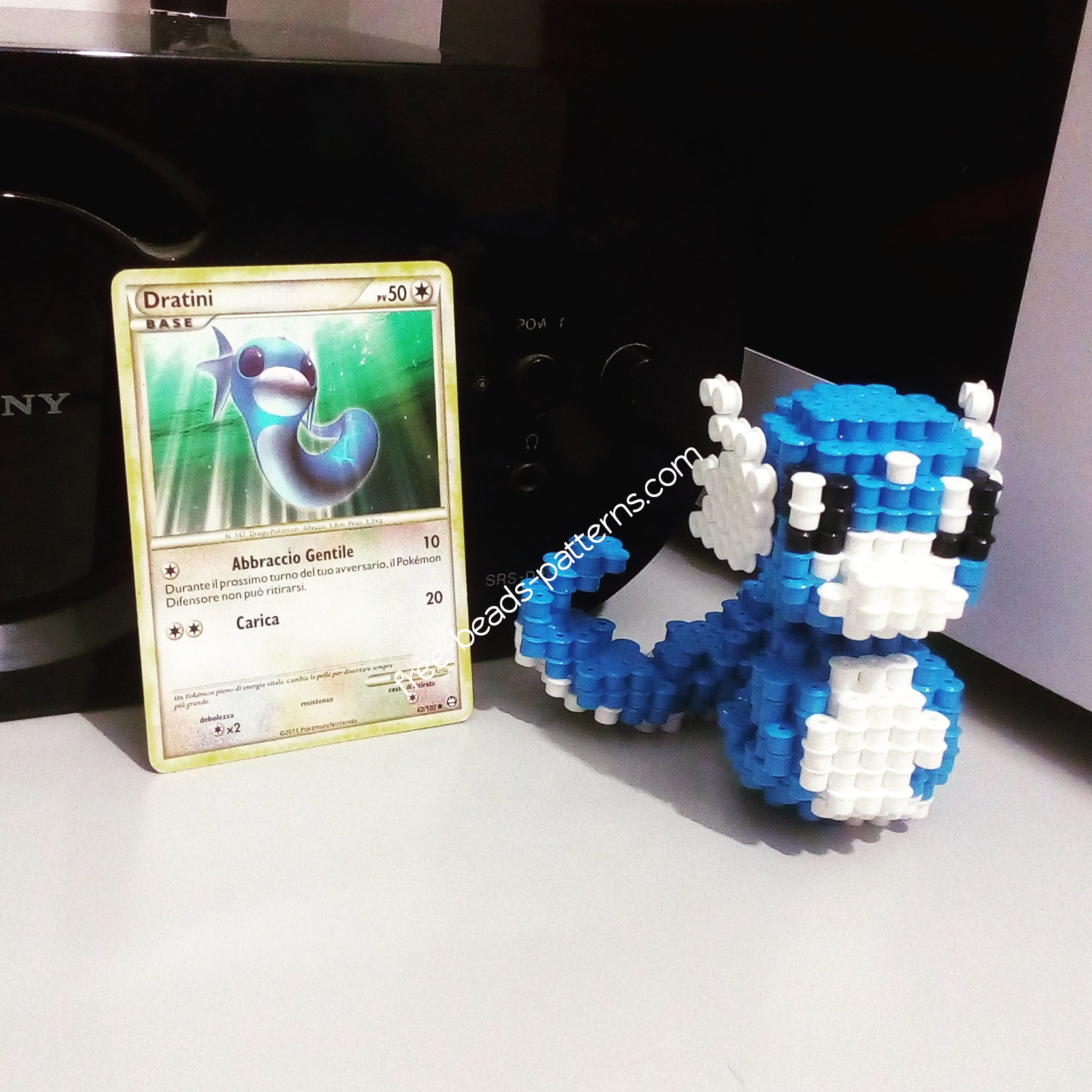 Pokemon Dratini 3D perler beads hama beads pyssla work photos (11)