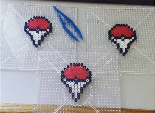 Pokemon Go Plus badges hama beads perler beads work photos (1)