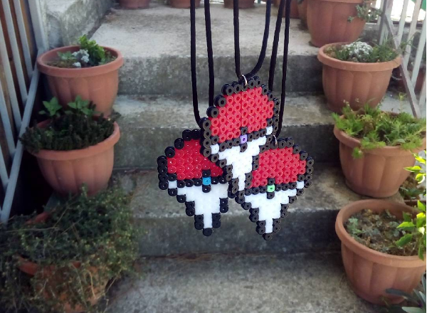 Pokemon Go Plus badges hama beads perler beads work photos (3)