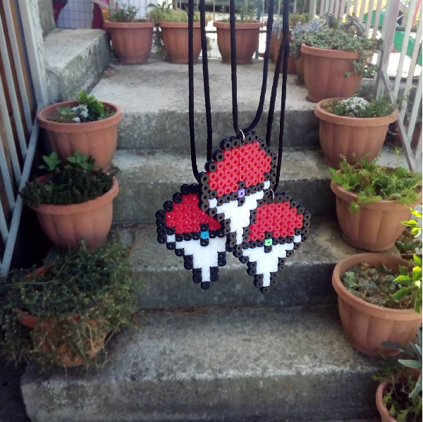 Pokemon Go Plus badges hama beads perler beads work photos (3)