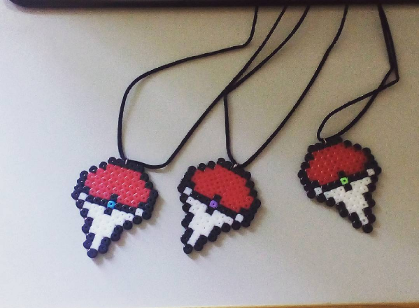 Pokemon Go Plus badges hama beads perler beads work photos (4)