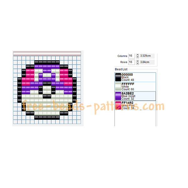 Pokemon Master Ball 14 x 14 Hama Beads perler beads free pattern download