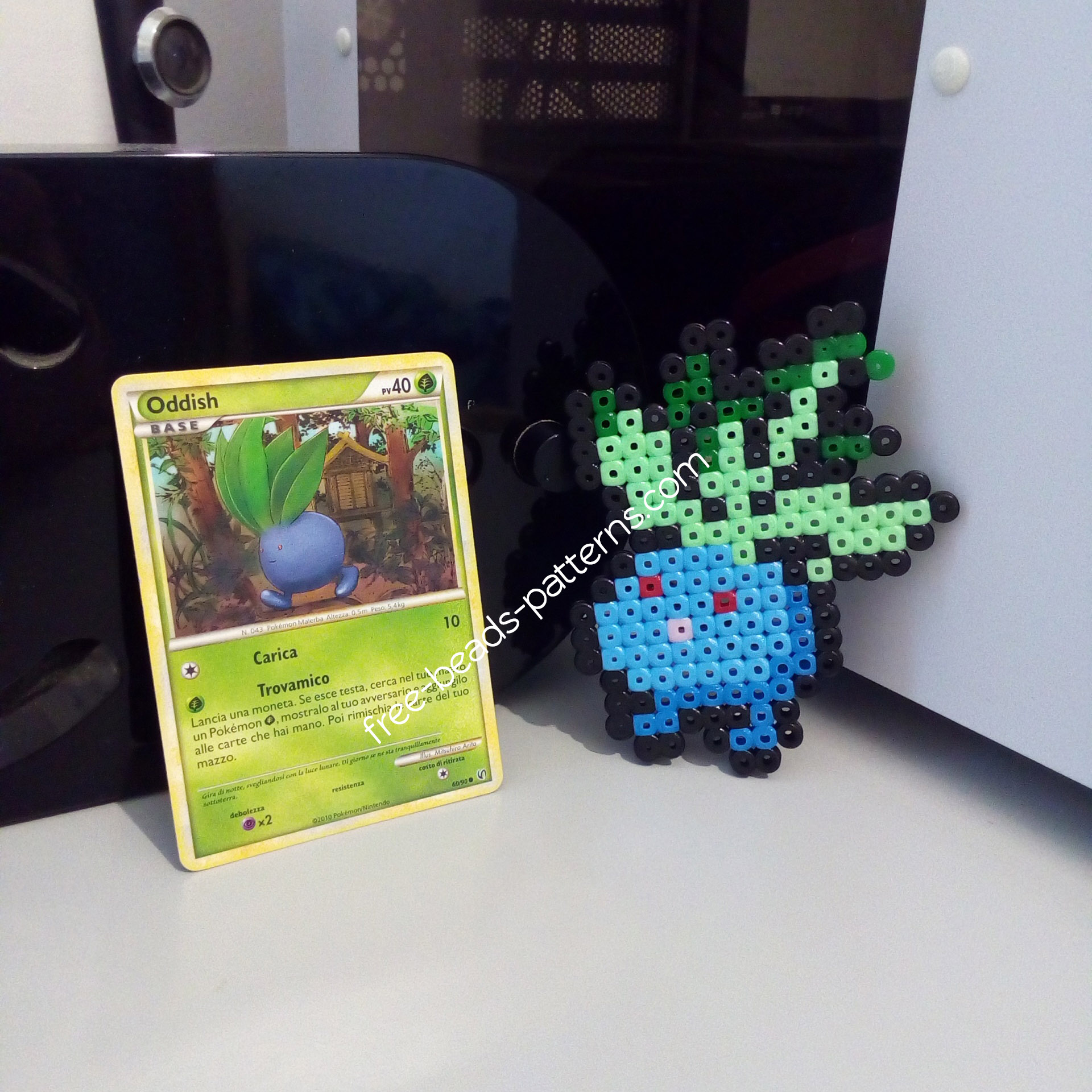 Pokemon Oddish hama beads final work photo